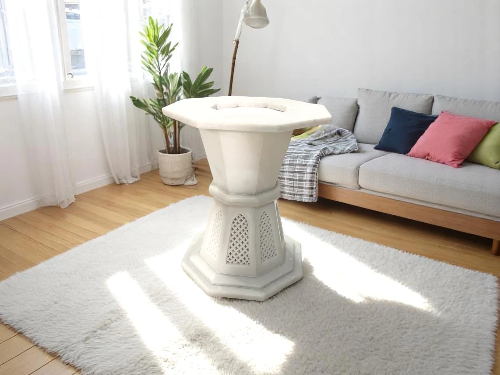 Round Marble Inlay Corner Table Handicraft Gemstone